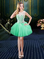 Admirable Scoop Floor Length Ball Gowns Sleeveless Turquoise Prom Party Dress Lace Up
