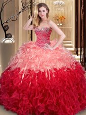 Perfect Multi-color Sweetheart Lace Up Ruffles Quinceanera Dress Sleeveless