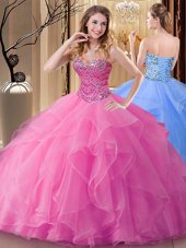 High End Tulle Sleeveless Floor Length Sweet 16 Quinceanera Dress and Beading