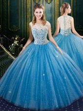 Fancy Sleeveless Lace Zipper Quinceanera Dress