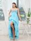 Aqua Blue Prom Dress With Appliques High-low Chiffon For Custom Made