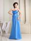 Sky Blue Bridemaid Dress With Strapless Floor-length Satin