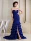Blue Sweetheart and Ruch Bodice For Prom Dress With Ruffled Layers