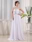 2013 Prom Dress Beading and Ruch Empire White With Halter