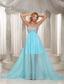 Custom Made Design Own Prom Dress With Aque Blue Sweetheart Beaded Brush Train For Party Style