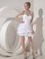 White Column Sweetheart Mini-length Taffeta Ruch Prom Dress