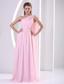 Discount One Shoulder Watteau Train Ruched Bodice 2013 Bridesmaid Dress Baby Pink Chiffon