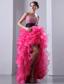 Hot Pink A-line Sweetheart Prom Dress High-low Organza Beading