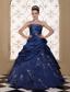 Exclusive Quinceanera Dress With Embroidery For 2013 Strapless Navy Blue Gown