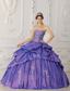 Purple Ball Gown Strapless Floor-length Taffeta Embroidery and Beading Quinceanera Dress
