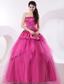 A-line Hot Pink Prom Dress With Beading and Floor-length