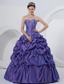 A-Line Sweetheart Embroidery Taffeta Floor-length Quinceanera Dress Purple