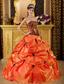 Orange Ball Gown Strapless Floor-length Embroidery Taffeta Quinceanera Dress