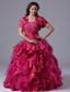 Ball Gown Fuchsia Ruffles Beaded Decorate Bust Quinceanera Dress With Ruch In Maine