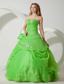 Green Ball Gown Strapless Floor-length Chiffon Embroidery Quinceanera Dress