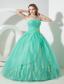 Turquoise Ball Gown Strapless Floor-length Organza Beading and Embroidery Quinceanera Dress