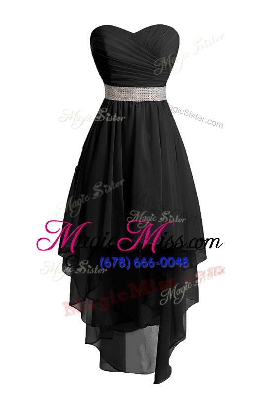Wonderful Black Sweetheart Lace Up Belt Dress for Prom Sleeveless