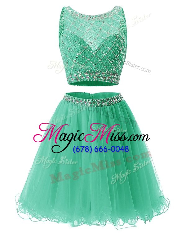 Traditional Green Evening Dress Prom and Party and For with Beading and Belt Sweetheart Sleeveless Side Zipper