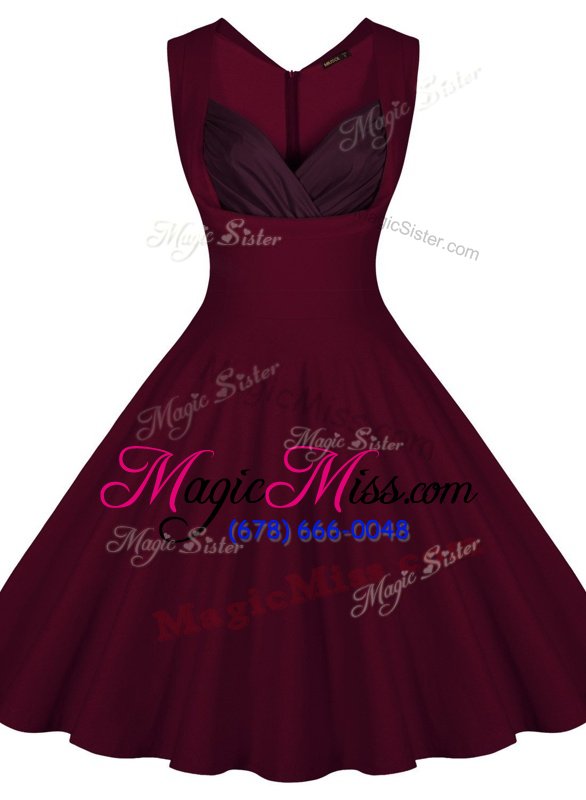Admirable Satin Sleeveless Knee Length Prom Evening Gown and Ruching