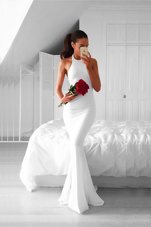Flare Mermaid White Evening Dress Prom and Evening and For 1 Halter Sleeveless Backless
