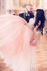 Unique Pink Chiffon Lace Up Custom Made Pageant Dress Sleeveless Floor Length Beading