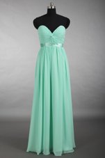 Suitable Turquoise Sweetheart Neckline Ruching Prom Party Dress Sleeveless Zipper
