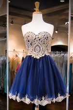 Cute Sweetheart Sleeveless Side Zipper Prom Dress Royal Blue Tulle