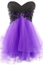Superior Tulle Sleeveless Mini Length Evening Dress and Appliques