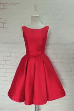 Eye-catching Red Sleeveless Satin Backless Hoco Dress for Prom and Party