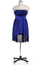 Designer Knee Length A-line Sleeveless Royal Blue Homecoming Gowns Zipper