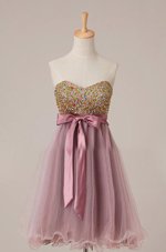 Low Price Pink Sweetheart Zipper Sashes|ribbons and Sequins Dress for Prom Sleeveless
