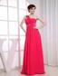 Beading One Shoulder Chiffon Hot Pink Empire Floor-length Prom Dress