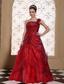 Wine Red One Shoulder Prom Dress For 2013 A-line Gown Hand Made Flowers In Organza