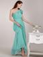 Turquoise Column / Sheath One Shoulder Floor-length Chiffon Ruch Prom Dress
