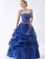 Blue A-line Sweetheart Prom Dress Appliques Floor-length Taffeta and Tulle