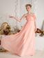 Pink Empire Strapless Floor-length Chiffon Ruch Prom Dress