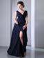 Black Empire V-neck Floor-length Chiffon Ruch Prom Dress