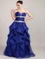 Blue A-line Sweetheart Floor-length Taffeta and Organza Beading Prom Dress