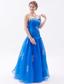 Royal Blue A-line / Princess Sweetheart Floor-length Organza Embroidery with Beading Prom Dress