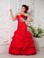 Red Mermaid Sweetheart Floor-length Taffeta Appliques Prom / Evening Dress