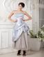Lilac Column Strapless Ankle-length Satin and Tulle Beading Prom Dress