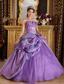 Lavender Ball Gown Strapless Floor-length Appliques Taffeta Quinceanera Dress