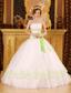 White Ball Gown Strapless Floor-length Organza Appliques Quinceanera Dress