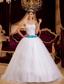 White Ball Gown Strapless Floor-length Satin Appliques Quinceanera Dress