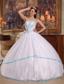 White Ball Gown Strapless Floor-length Organza Beading Quinceanera Dress