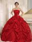 Wine Red Ball Gown Quinceanera Dress With Pick-ups For Custom Made Taffeta In Haiku City Hawaii