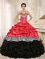 Watermelon and Black Sweetheart Ruffles Quinceanera Dress With Floor-length In Salta