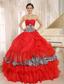 Wholesale Coral Red Sweetheart Ruffles Quinceanera Dress With Zebra and Beading In Santa Fe