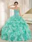 Apple Green Beaded Bodice and Ruffles Custom Made For 2013 Quinceanera Dress In Anderson California