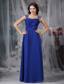 Royal Blue Empire Straps Floor-length Beading and Ruch Chiffon Prom Dress